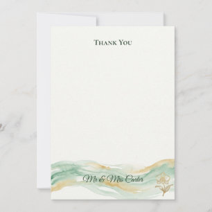 Mint Gold Watercolor Thank You Card