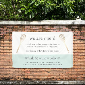 Mint & Gold Whisk Bakery Business Reopening Banner