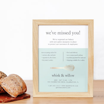 Mint & Gold Whisk Bakery Business Reopening Flyer by RedwoodAndVine at Zazzle