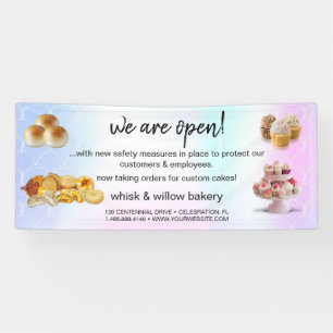 Mint & Gold Whisk Bakery Business Reopening gray B Banner