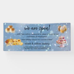 Mint & Gold Whisk Bakery Business Reopening gray Banner