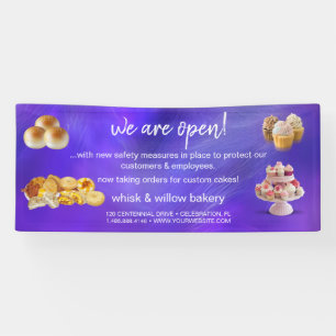 Mint & Gold Whisk Bakery Business Reopening Purple Banner