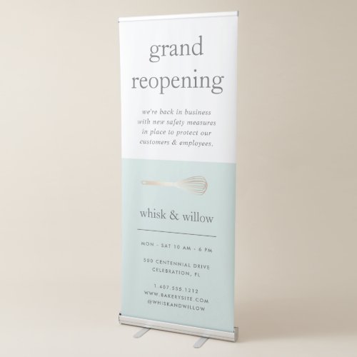 Mint  Gold Whisk Bakery Business Reopening Retractable Banner
