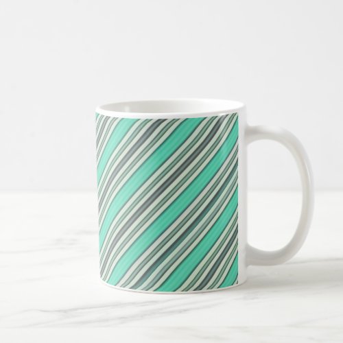 Mint Gray and White Stripes Pattern Coffee Mug