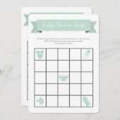 Mint Gray Baby Shower Bingo Game Double Sided (Front/Back)