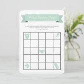 Mint Gray Baby Shower Bingo Game Double Sided (Standing Front)