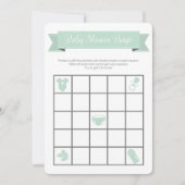 Mint Gray Baby Shower Bingo Game Double Sided (Front)