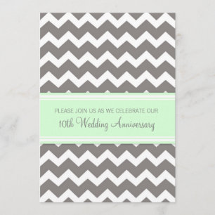 Mint Gray Chevron 10th Anniversary Invitation
