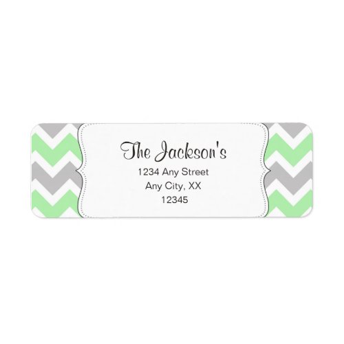 Mint Gray Chevron baby shower return address Label