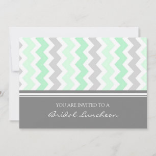 Mint Gray Chevron Bridal Lunch Invitation