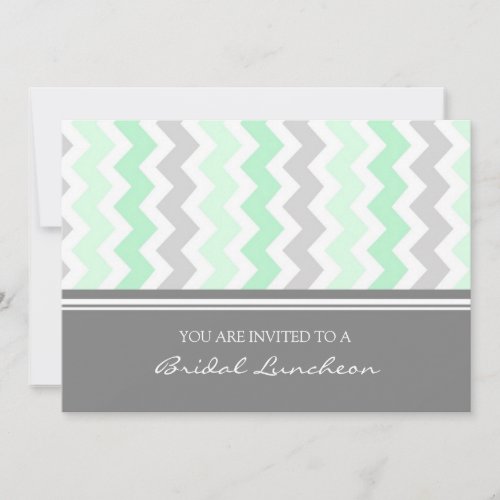 Mint Gray Chevron Bridal Lunch Invitation