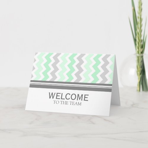 Mint Gray Chevron Employee Welcome to the Team Card