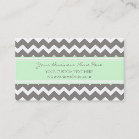 Mint Gray Chevron Retro Business Cards