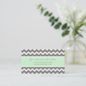 Mint Gray Chevron Retro Business Cards (Standing Front)