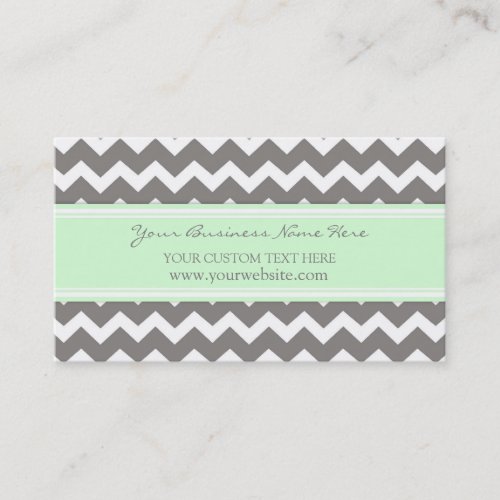 Mint Gray Chevron Retro Business Cards