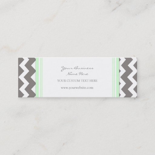 Customizable Mint Gray Chevron Retro Business Cards