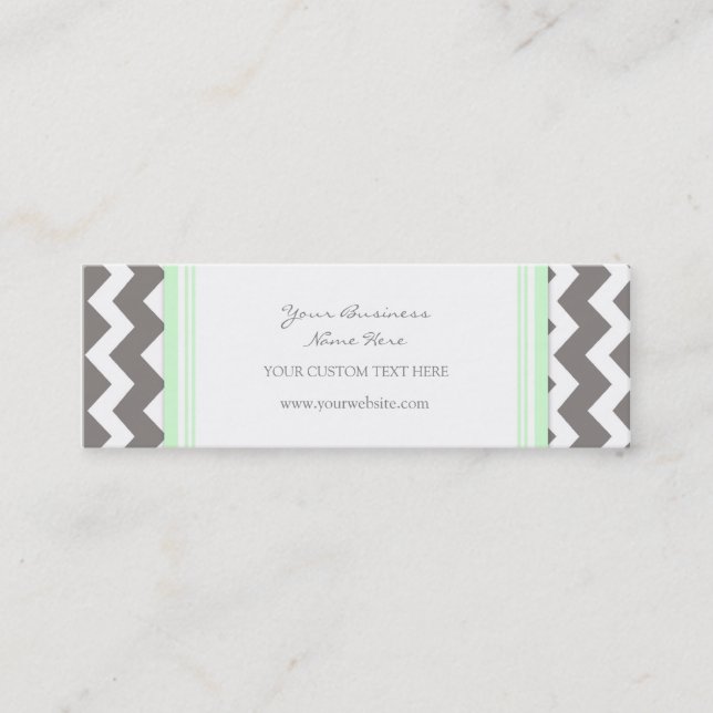 Mint Gray Chevron Retro Business Cards (Front)