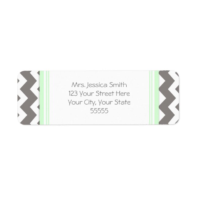 Mint Gray Chevrons Custom Return Address Labels (Front)