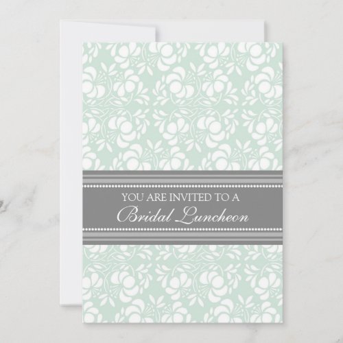 Mint Gray Damask Bridal Lunch Invitation Cards