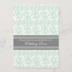 Mint Gray Damask Wedding Vow Renewal Invitations