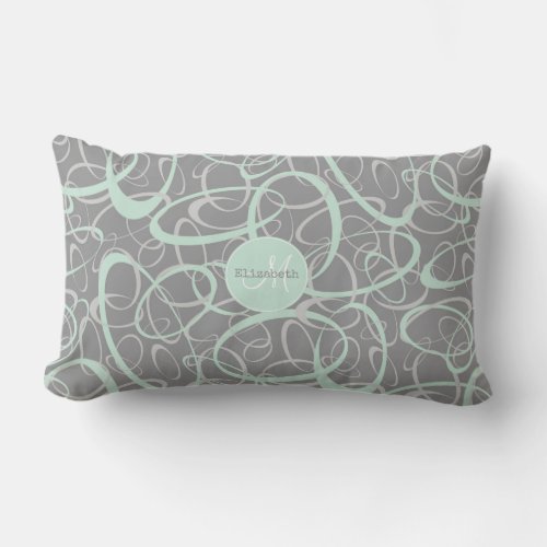 mint gray geometric crazy loops personalized lumbar pillow