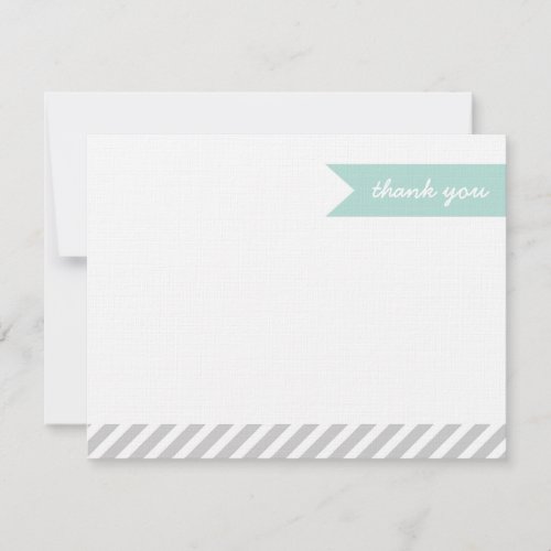 Mint &amp; Gray Modern Flag &amp; Stripes Thank You Cards