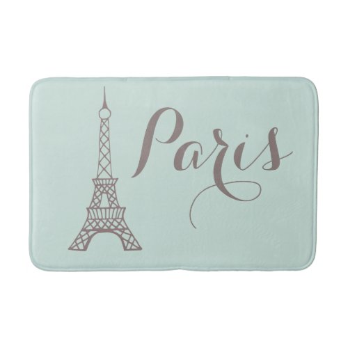 Mint Gray Paris Eiffel Tower Bath Mat