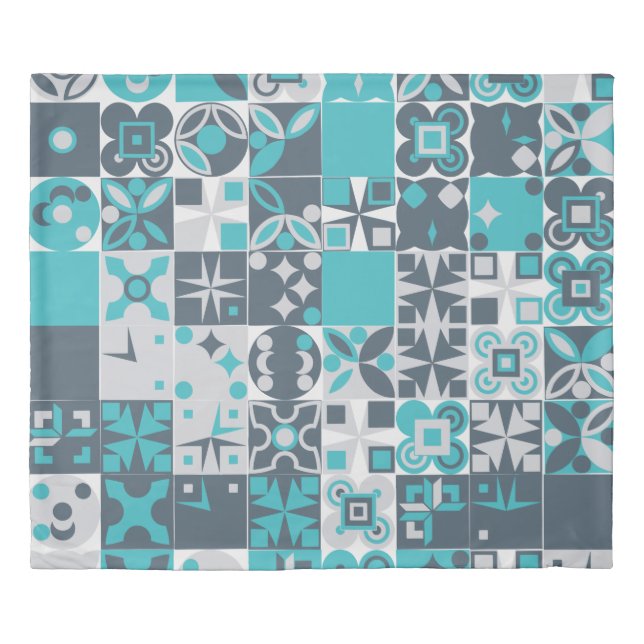 Mint Gray Pattern Duvet Cover (Front)