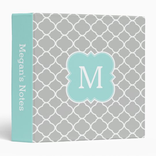 mint gray personalized monogram school binder zazzle com avery 1 inch binder spine template