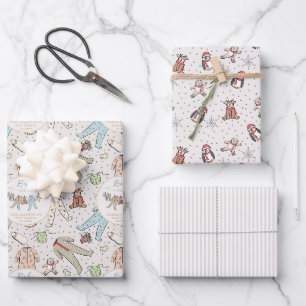 Mint Gree Baby Its Cold Outside Winter Baby Shower Wrapping Paper Sheets