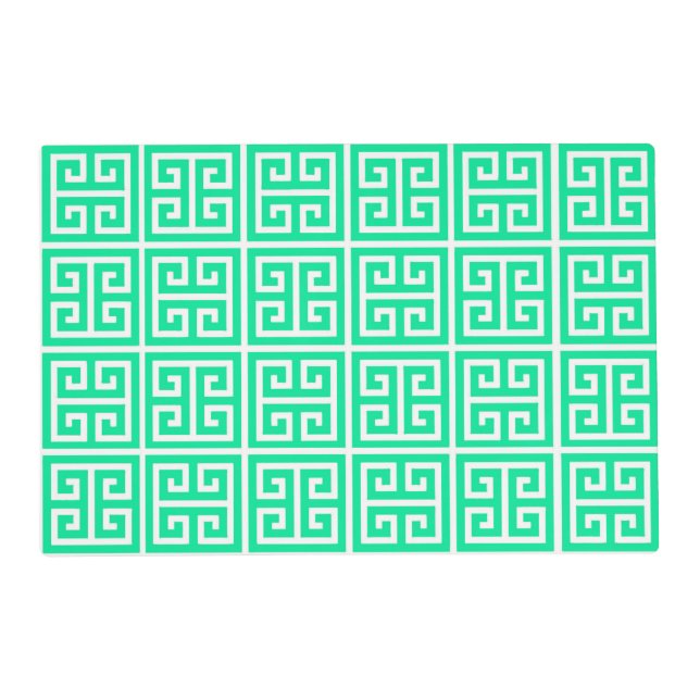 Mint Greek Key Placemat (Front)