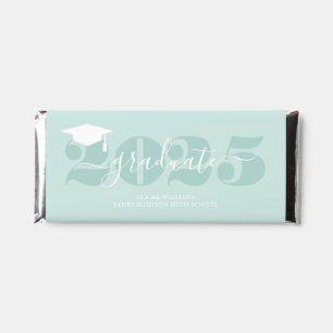 Mint Green "2025 Graduate" Custom Graduation Photo Hershey Bar Favors