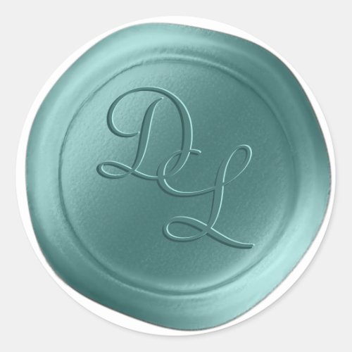 Mint Green 2 Letter Monogram Wax Seal Stickers