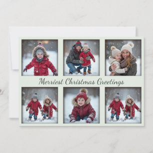 Mint Green 6-Photo Christmas Greetings Family Holiday Card