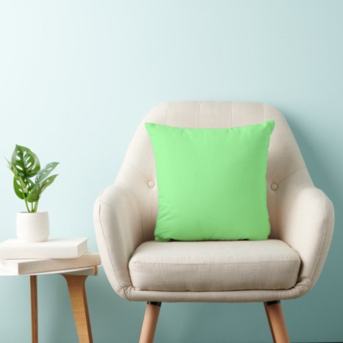 Mint Green 98FF98 Solid 25 Green Shades Throw Pillow