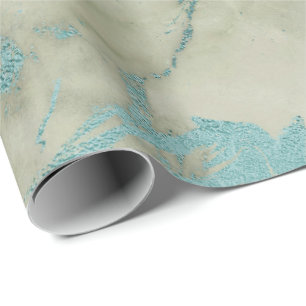 Mint Green Abstract Marble Glam Stone Brushes Wrapping Paper
