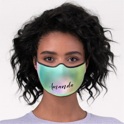 Mint Green Abstract Ombre Custom Name Modern Premium Face Mask