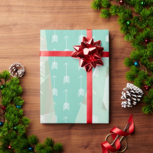 Mint Green Abstract Retro Triangle Arrow Wrapping Paper