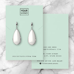 Mint green add logo necklace earring display card