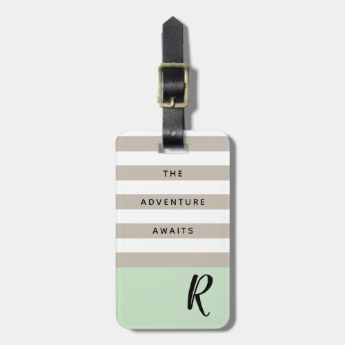 Mint Green Adventure Awaits Customizable Monogram Luggage Tag