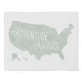 Mint Green Adventure Awaits Map Kids Room Decor Faux Canvas Print (Front)