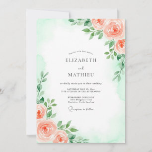 Mint Green Airy Spring Wedding Invitation