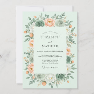 Mint Green Alluring Succulent Wedding Invitation