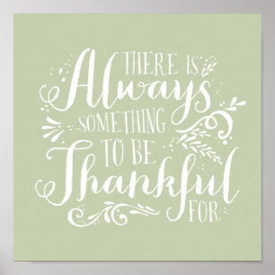 Mint Green Always Thankful Quote Thanksgiving Poster