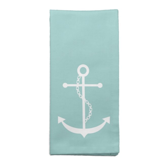 Mint Green Anchor Cloth Napkin (Folded)