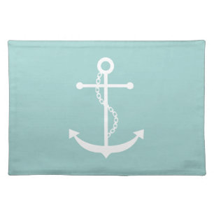 Mint Green Anchor Cloth Placemat