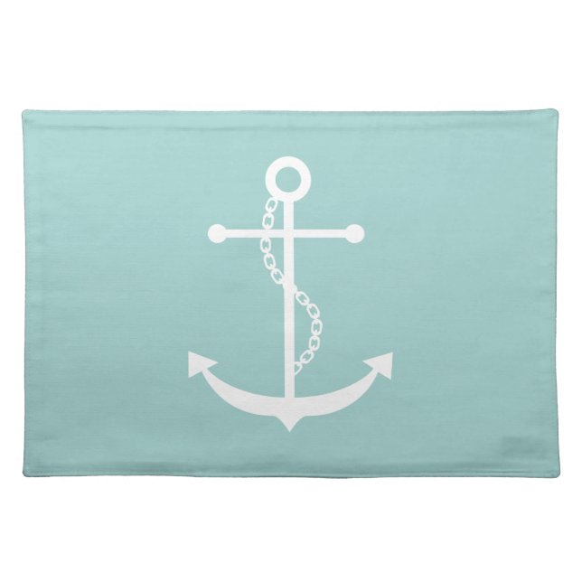 Mint Green Anchor Cloth Placemat (Front)