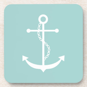 Mint Green Anchor Drink Coaster