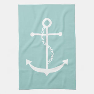 Mint Green Anchor Kitchen Towel