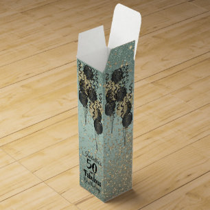 Mint Green and Black 00 Balloon Birthday Wine Box